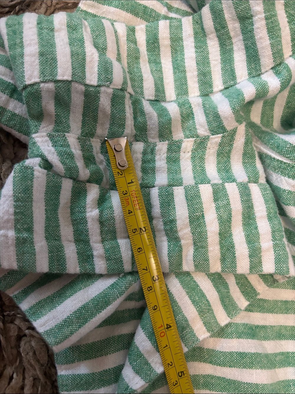 Universal Thread Green and White Striped Drawstring Linen blend Shorts. - Picture 12 of 12